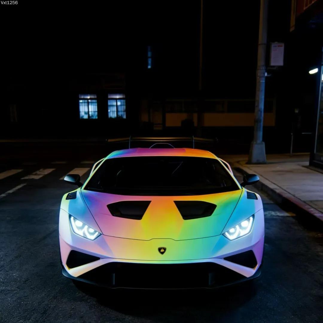 Pink Prismatic Rainbow Reflective Holographic Car Wrap
