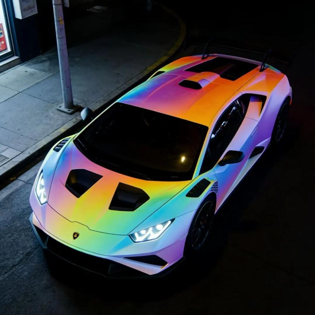 Pink Prismatic Rainbow Reflective Holographic Car Wrap