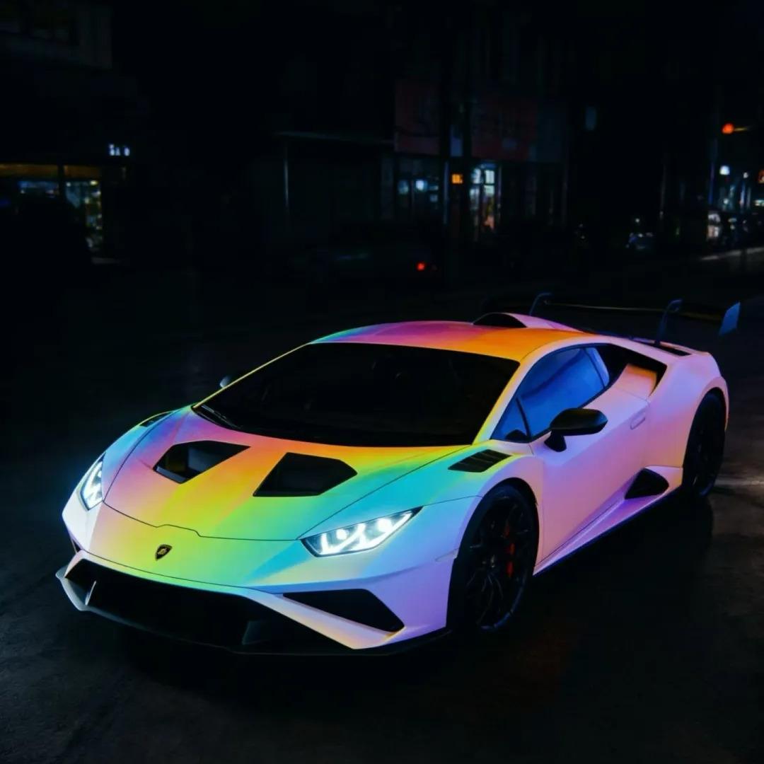 Pink Prismatic Rainbow Reflective Holographic Car Wrap