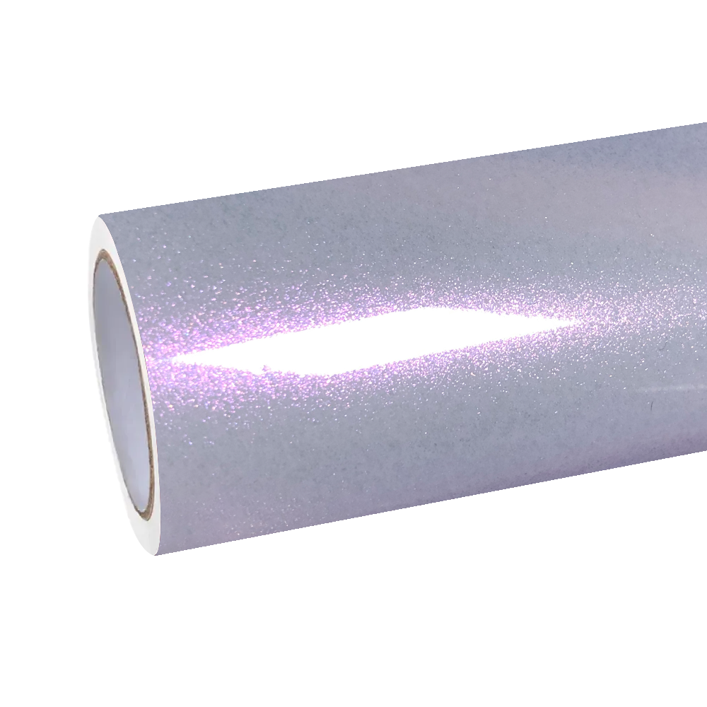 A factory roll of ALUKOCARWRAP gloss starry pink gold car vinyl wrap PET film, ready for premium custom vehicle restyling.