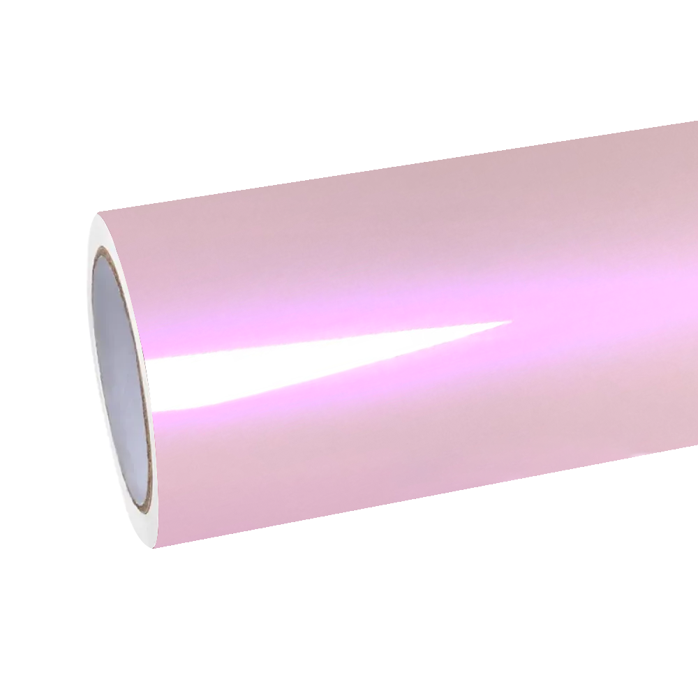 Premium unboxed roll of Gloss Metallic Purple Pink Car Vinyl Wrap PET, displaying the flawless smooth gloss backing liner.