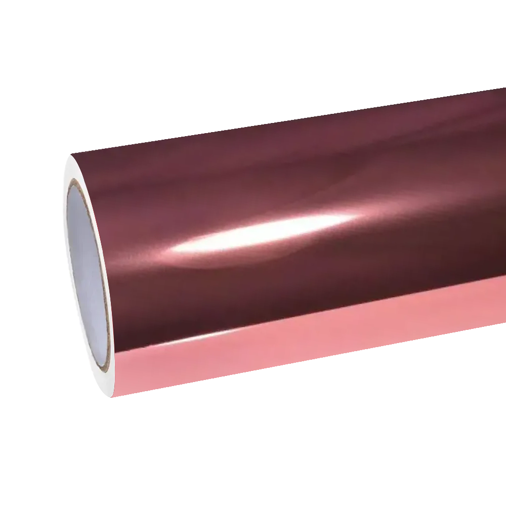 Professional installation of Gloss Mirror Chrome Rose Gold Car Vinyl Wrap, revealing the flawless mirror-like chrome layer.