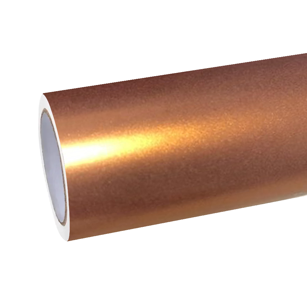 Brand new unopened roll of ALUKOCARWRAP satin chrome copper brown car vinyl wrap in premium protective packaging.