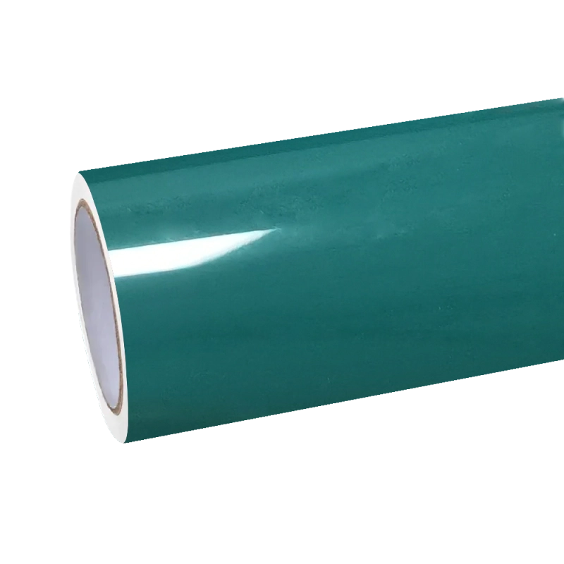 Aluko gloss Storm Green car vinyl wrap PET material roll, zero-stretch distortion wrapping vinyl for professional color change.