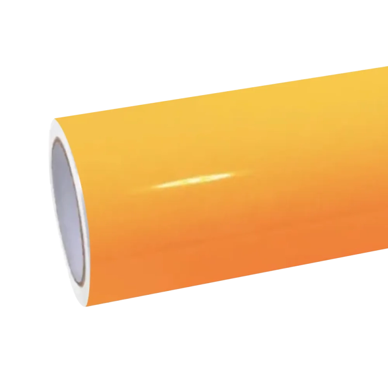 Roll of premium sunflower yellow gloss car vinyl wrap PET material, high-quality vehicle wrap roll by ALUKOCARWRAP.