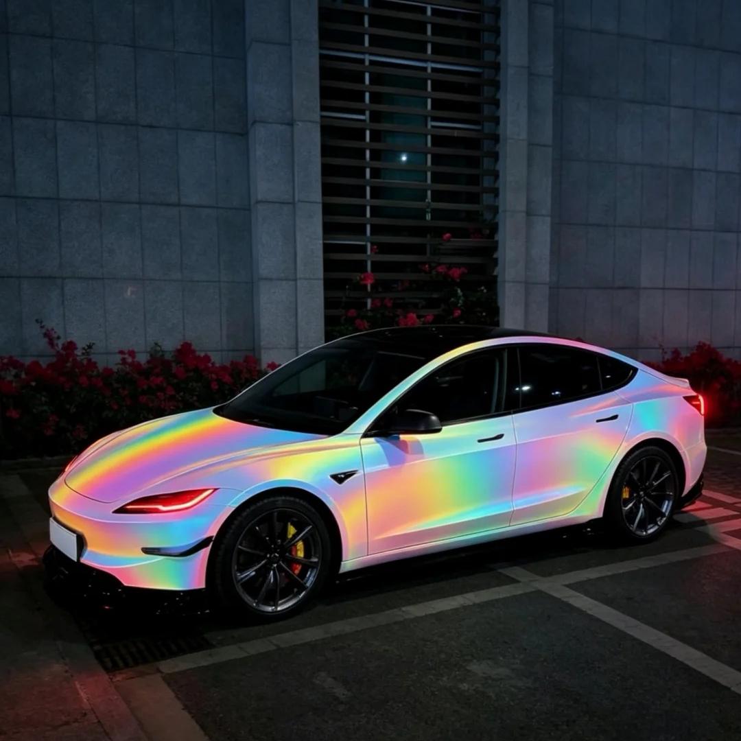 Tiffany Blue Prismatic Rainbow Reflective Holographic Car Wrap
