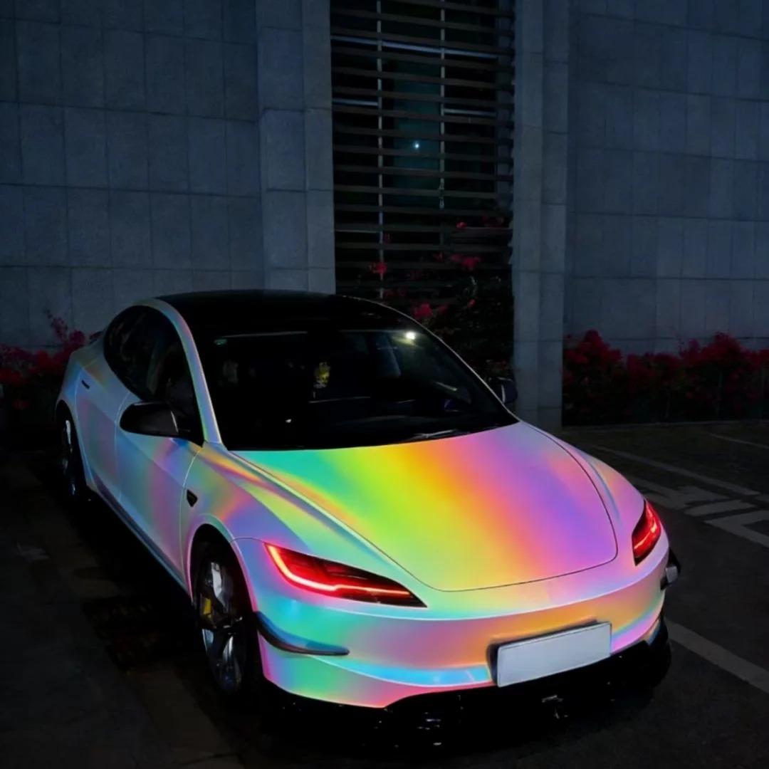 Tiffany Blue Prismatic Rainbow Reflective Holographic Car Wrap