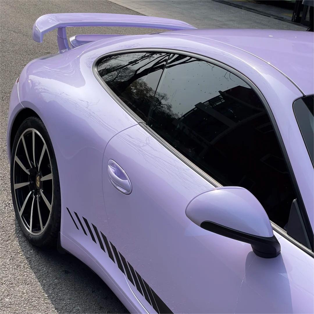 Violet Light Purple Car Wrap PET on luxury vehicle installed by ALUKOCARWRAP