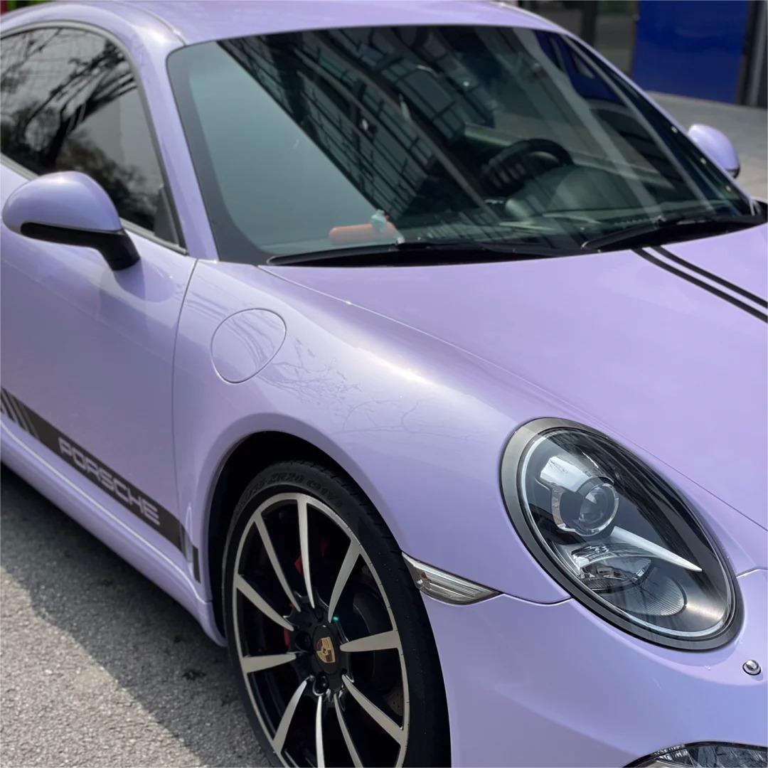 ALUKOCARWRAP Gloss Violet Light Purple Vinyl Wrap - High-Gloss Purple Car Wrap PET Film