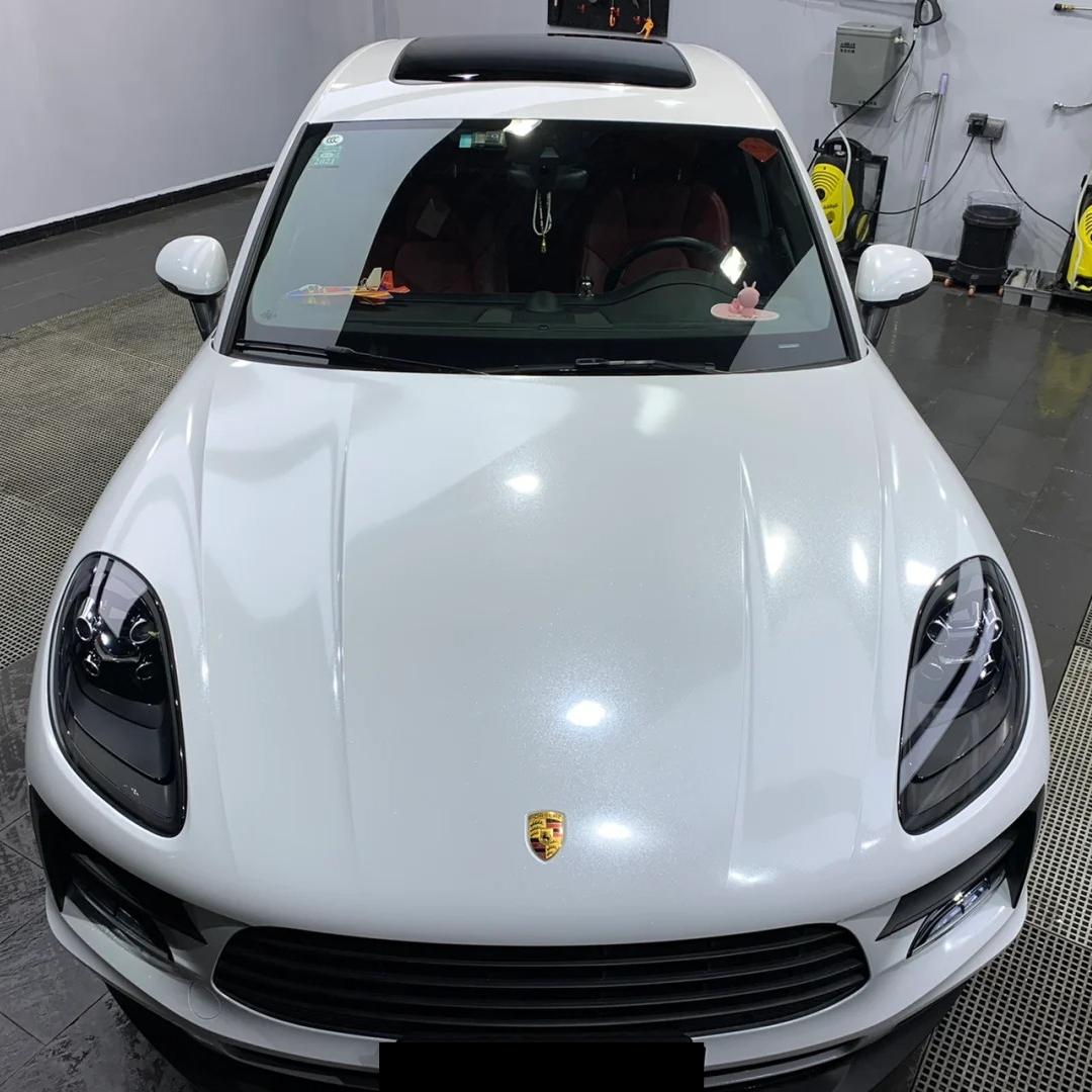 Premium gloss metallic car wrap in diamond glitter white finish by ALUKOCARWRAP close-up vinyl texture.