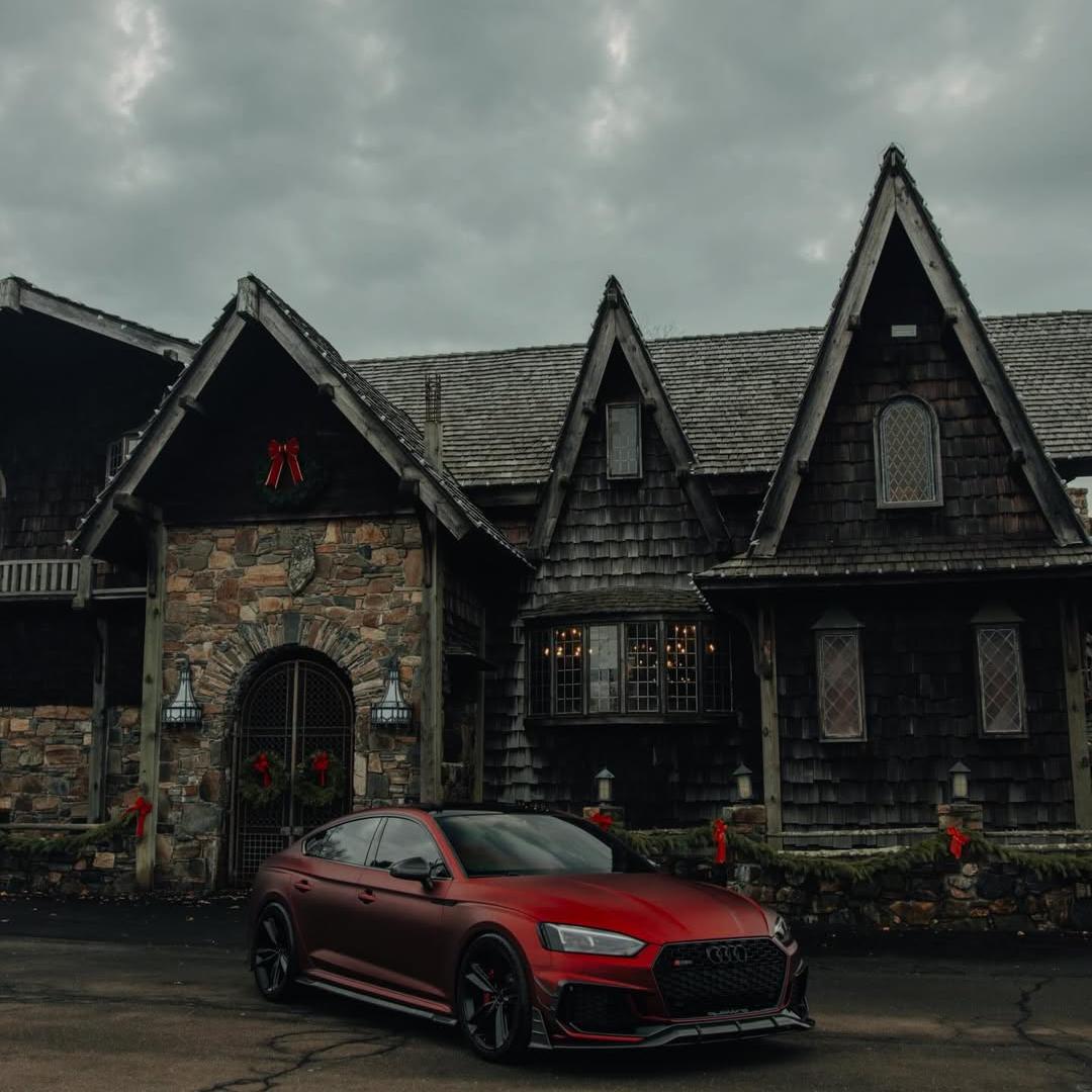 Audi with Satin Chrome Red Car Wrap side view