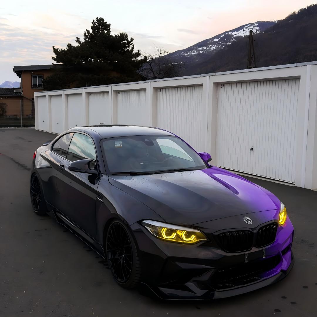 ALUKOVINYL custom car wraps featuring premium black to purple gradient vinyl wrap film.