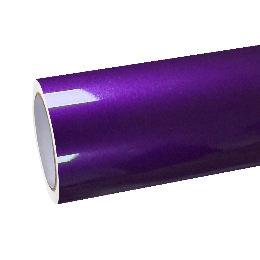 Perfect reflection on ALIKOCARWRAP gloss purple car wrap PET curvilinear surface, proving zero distortion vinyl film.