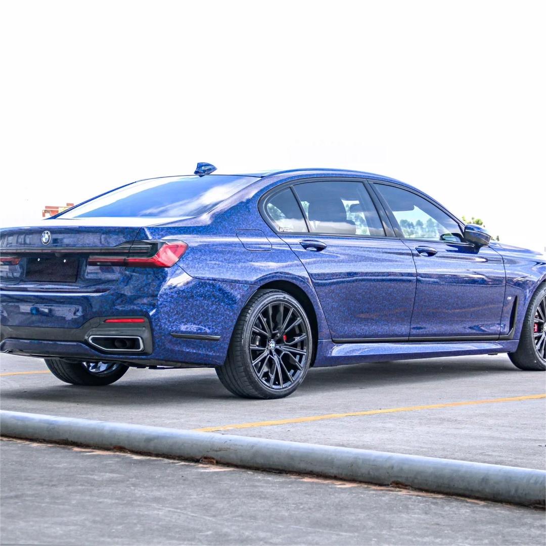 Gloss Blue Forged Carbon Fiber Car Vinyl Wrap PET