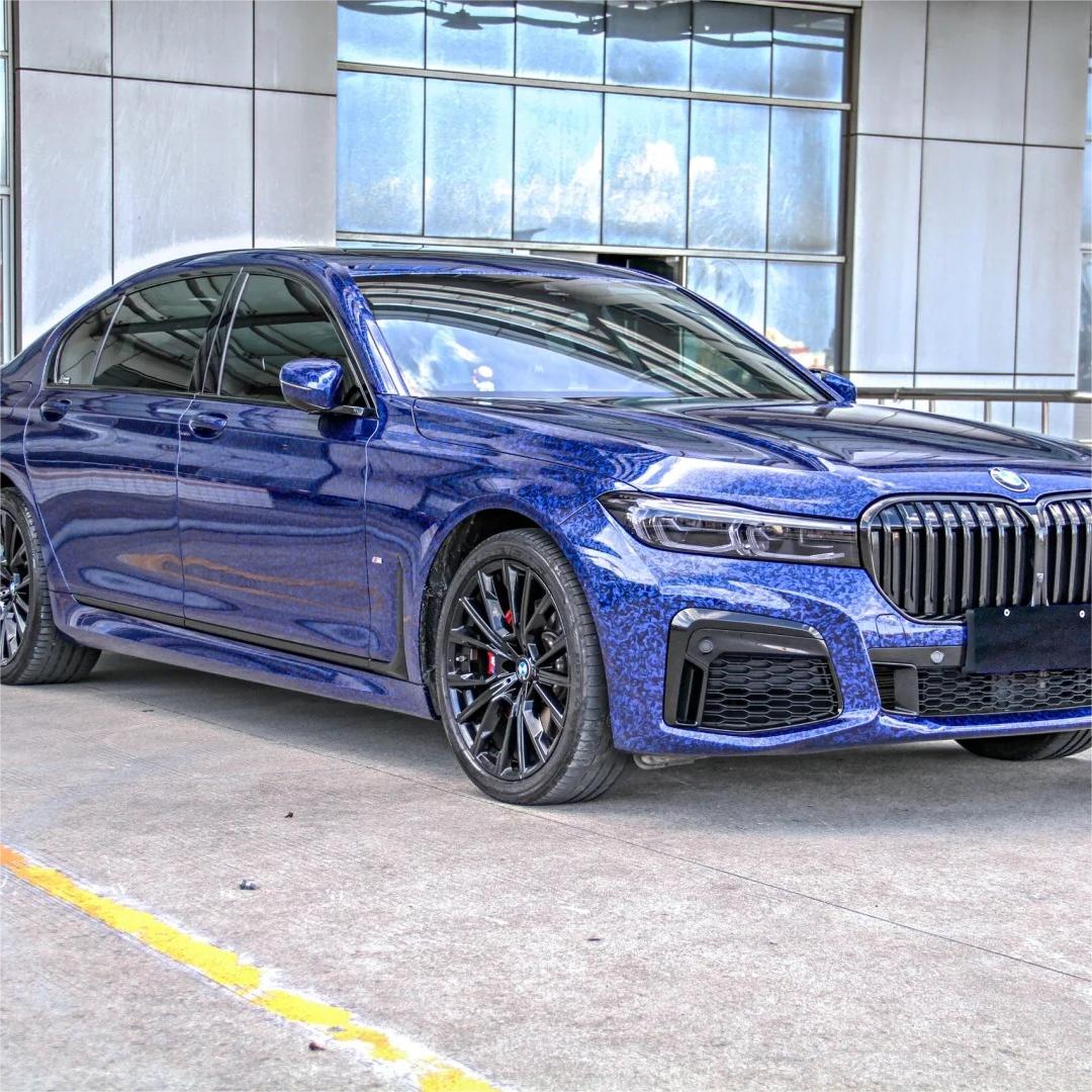 Gloss Blue Forged Carbon Fiber Car Vinyl Wrap PET