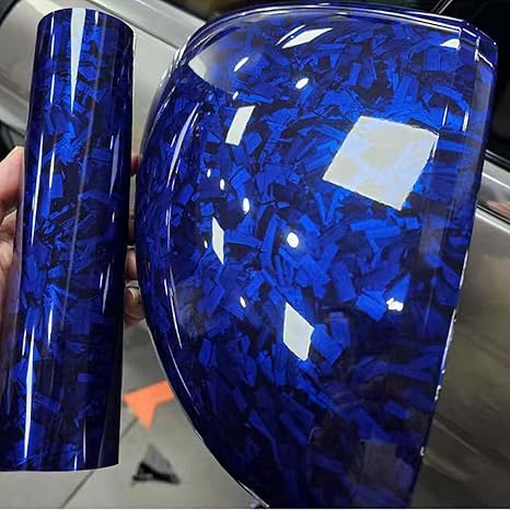 Gloss Blue Forged Carbon Fiber Car Vinyl Wrap PET