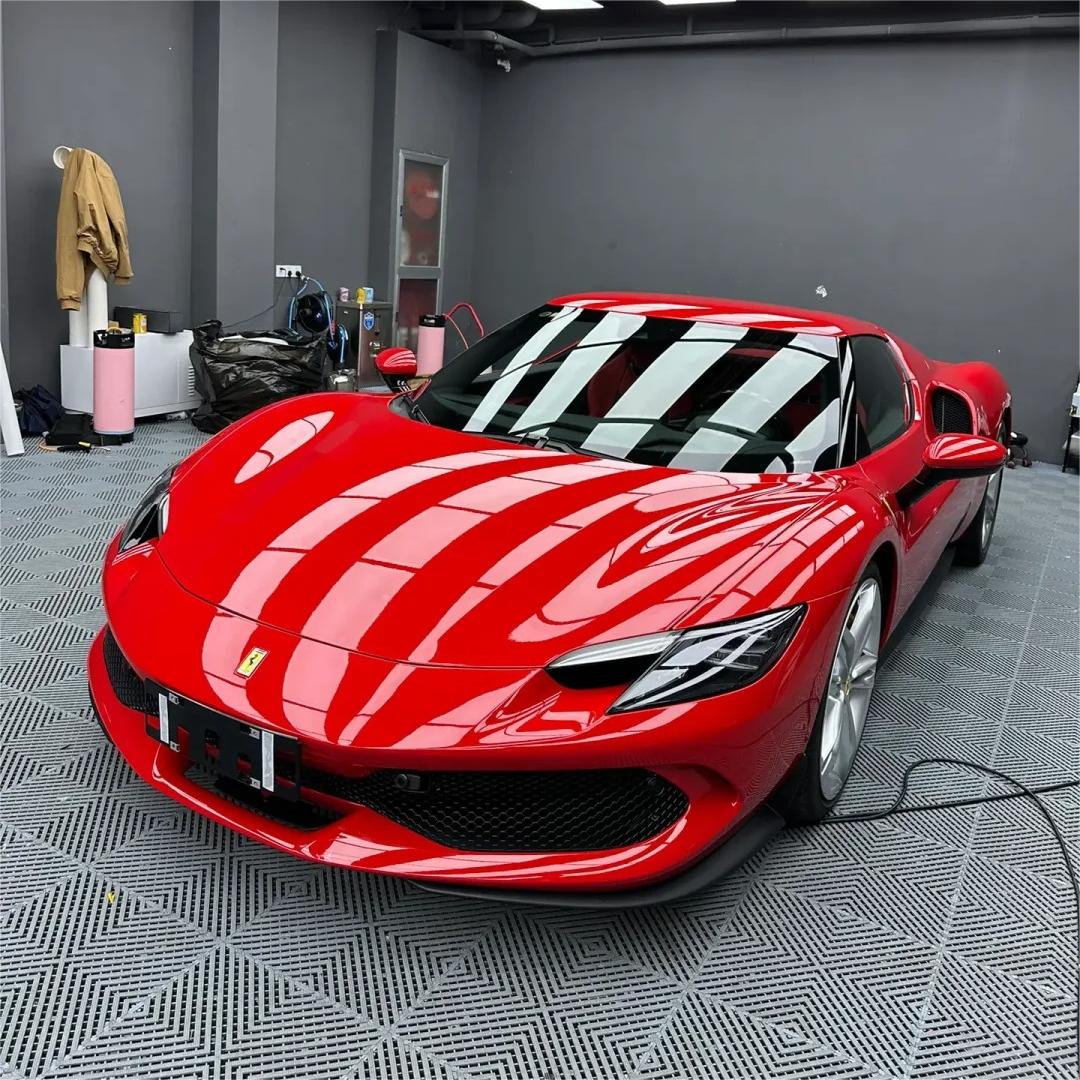 Gloss Ferrari Red Car Vinyl Wrap PET