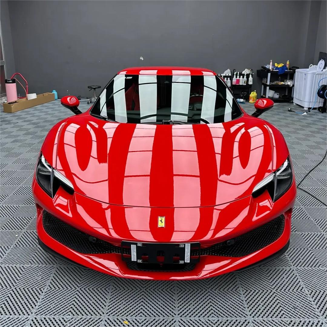 Gloss Ferrari Red Car Vinyl Wrap PET