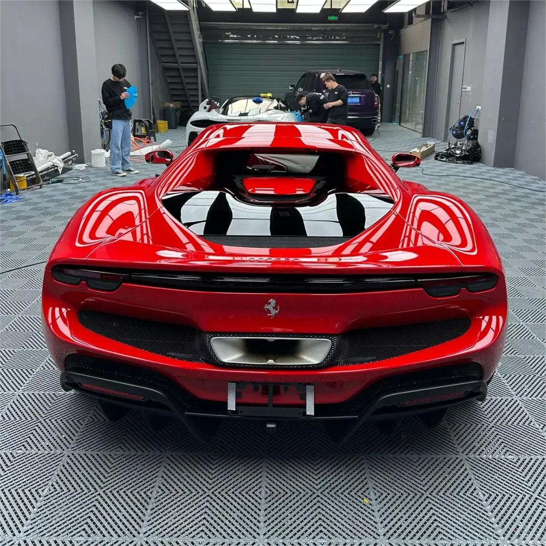Gloss Ferrari Red Car Vinyl Wrap PET