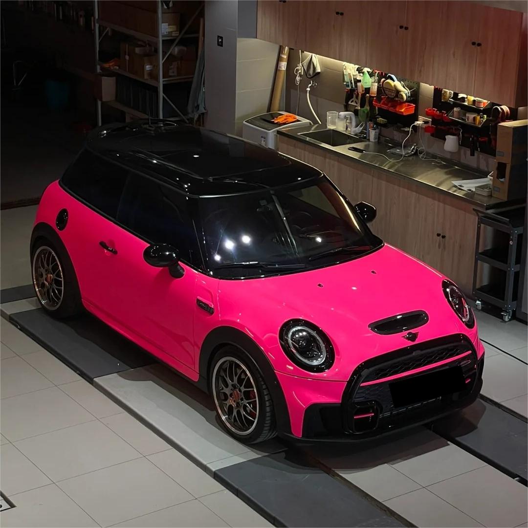 Gloss Fluorescent Pink Car Vinyl Wrap