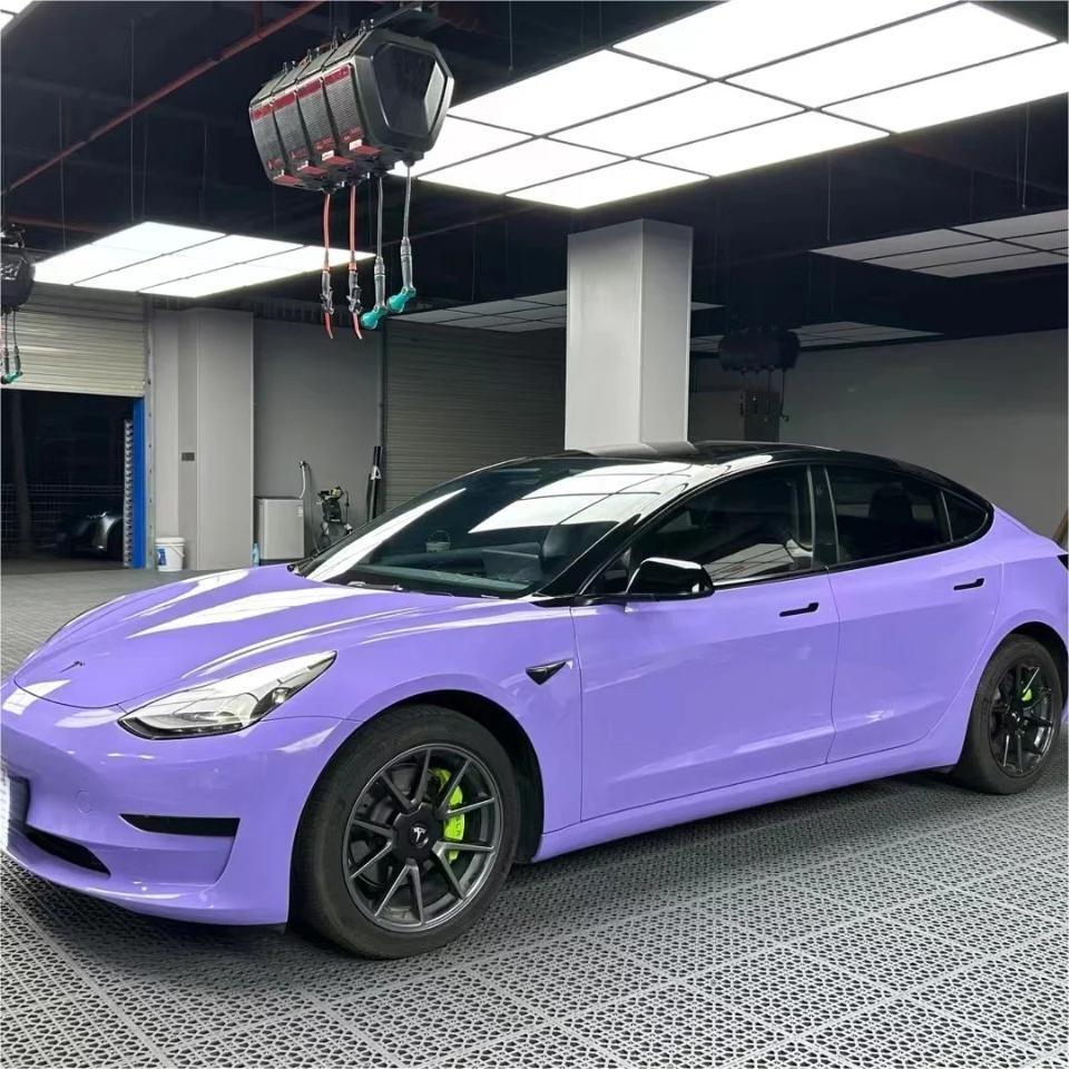 Gloss Lavender Purple Car Vinyl Wrap Tesla BMW PET
