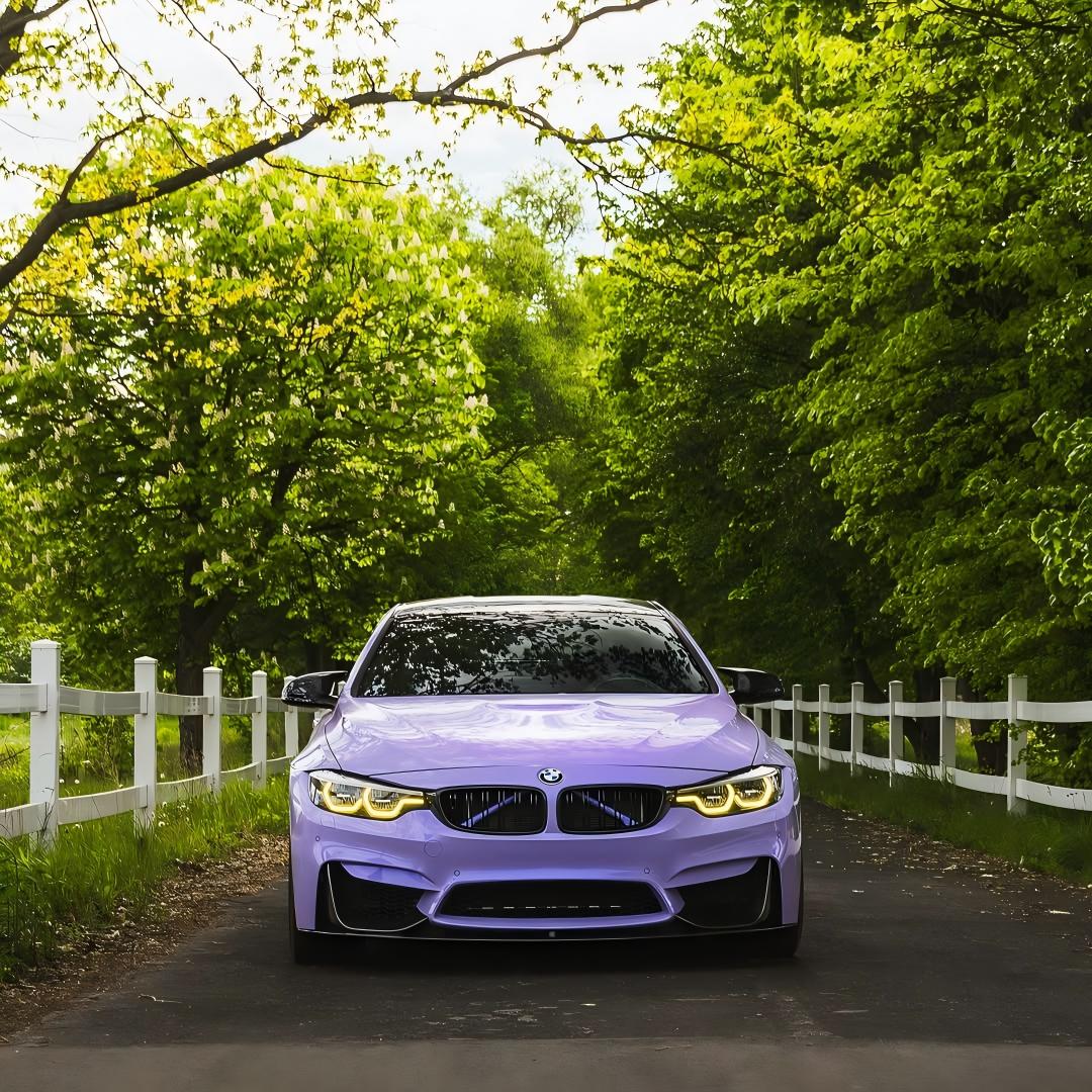 Gloss Macaron Lavender Purple Car Vinyl Wrap Tesla BMW PET