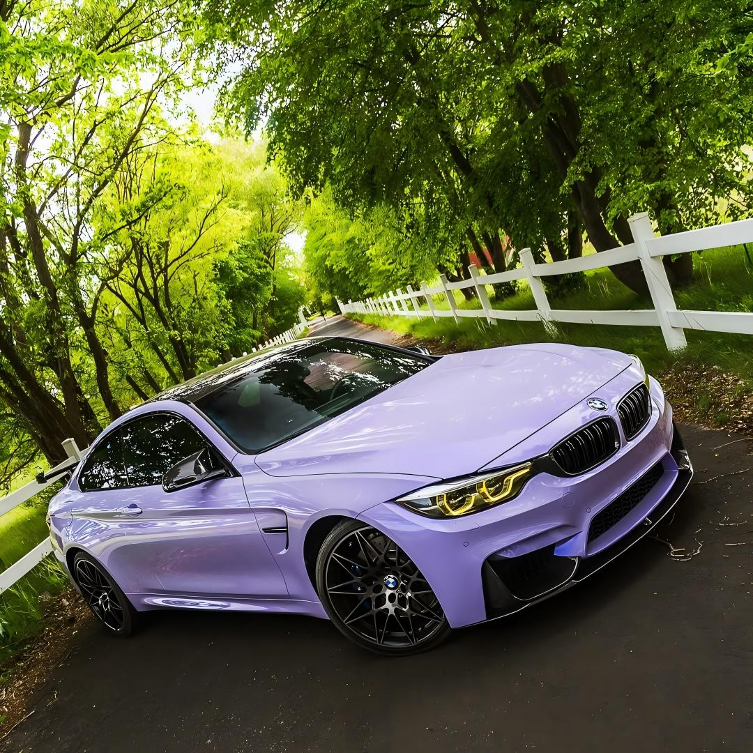 Gloss Macaron Lavender Purple Car Vinyl Wrap Tesla BMW PET