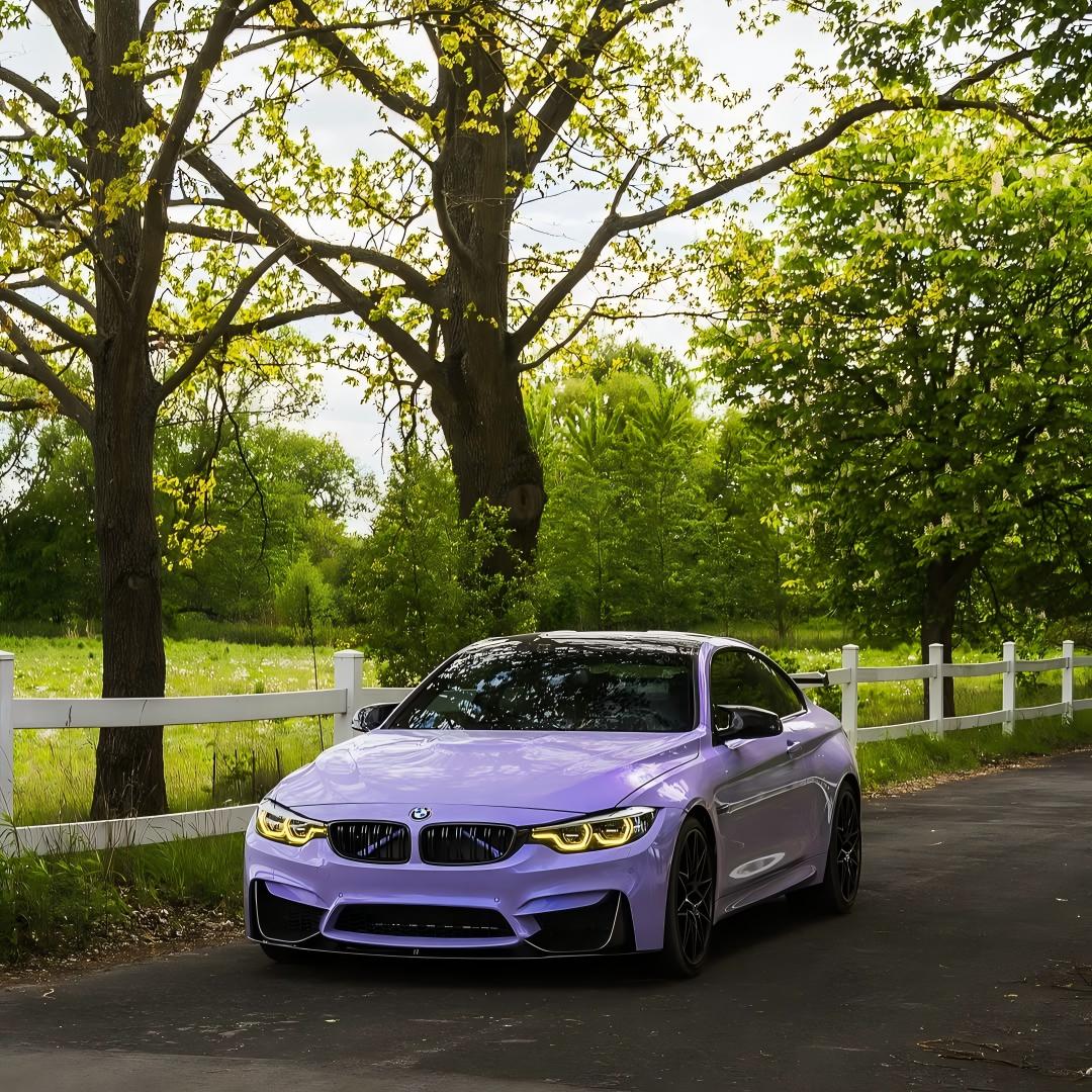 Gloss Macaron Lavender Purple Car Vinyl Wrap Tesla BMW PET