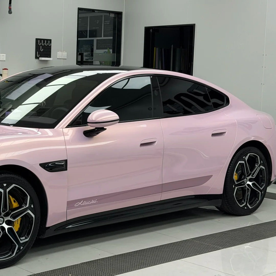 Gloss Liquid Champagne Pink Car Vinyl Wrap PET