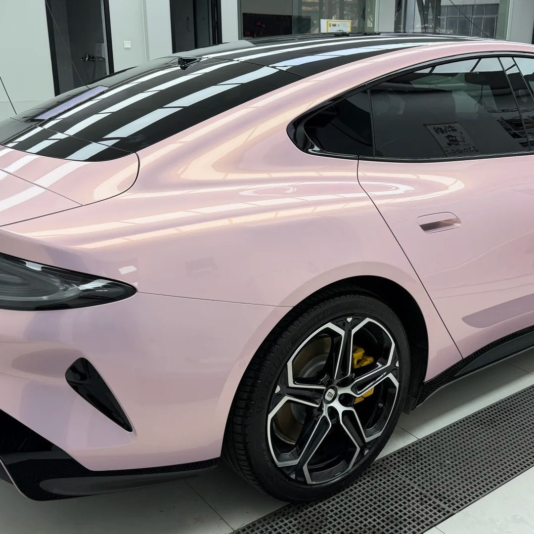 Gloss Liquid Champagne Pink Car Vinyl Wrap PET