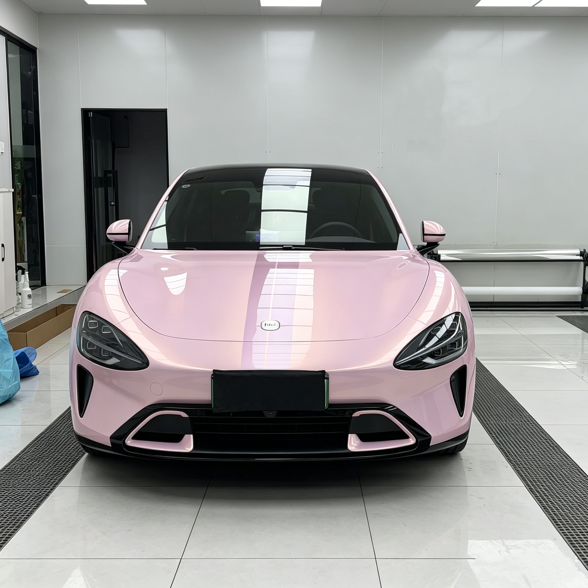 Gloss Liquid Champagne Pink Car Vinyl Wrap PET