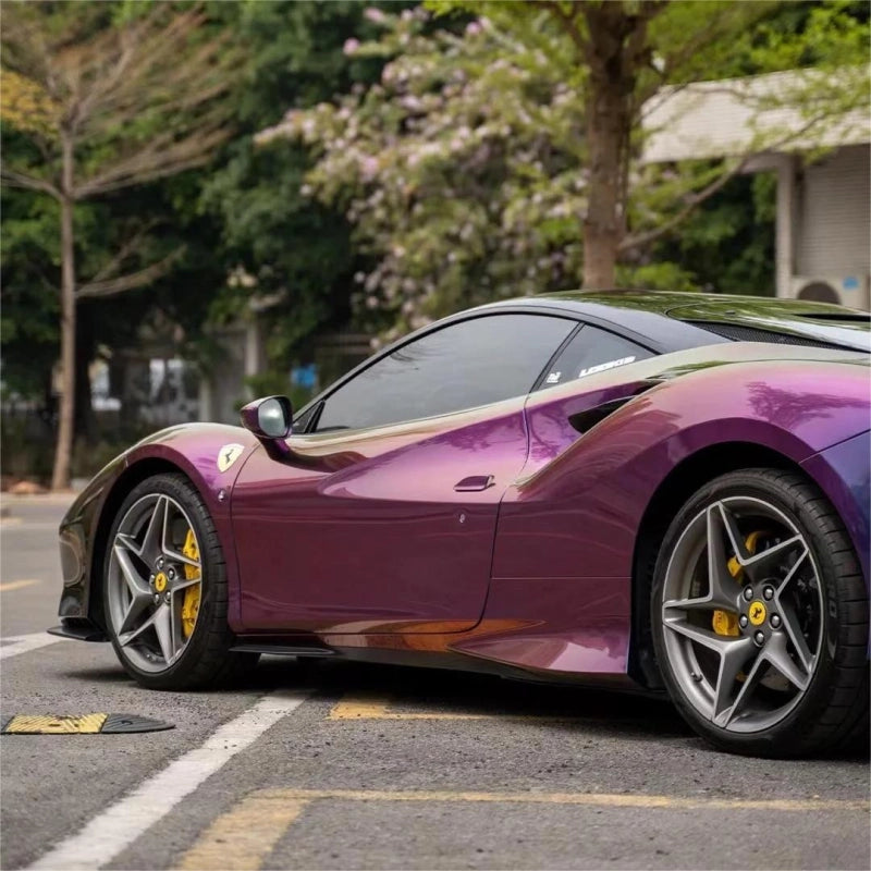Gloss Metallic Chameleon Yellow Purple Car Vinyl Wrap PET