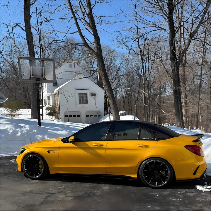 Gloss Metallic Golden Yellow Car Vinyl Wrap PET