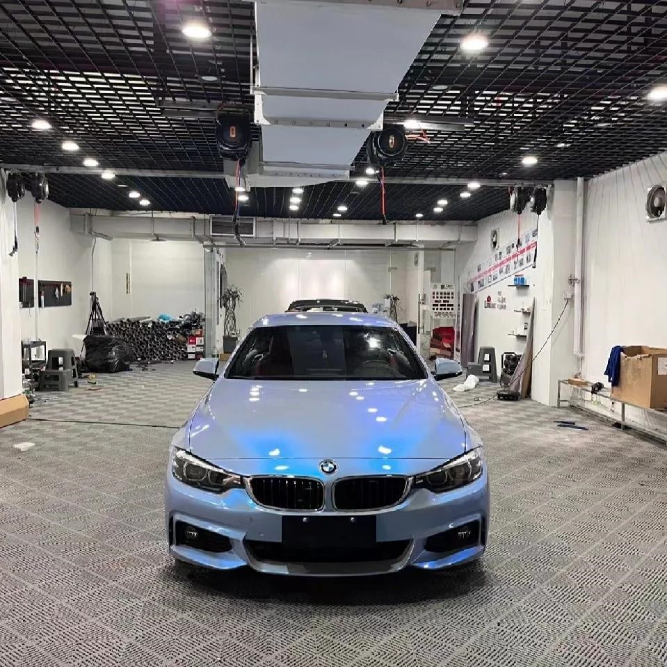 Gloss Metallic Grey Blue Car Vinyl Wrap PET