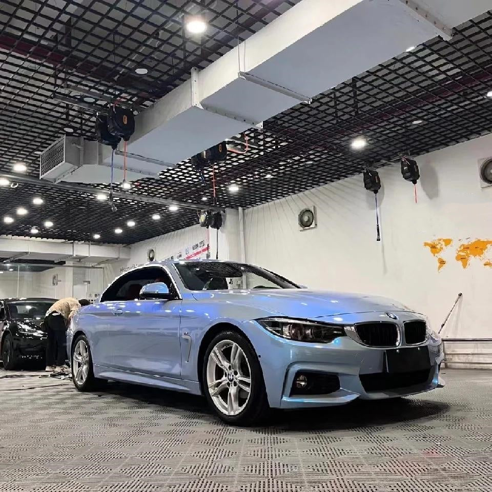 Gloss Metallic Grey Blue Car Vinyl Wrap PET