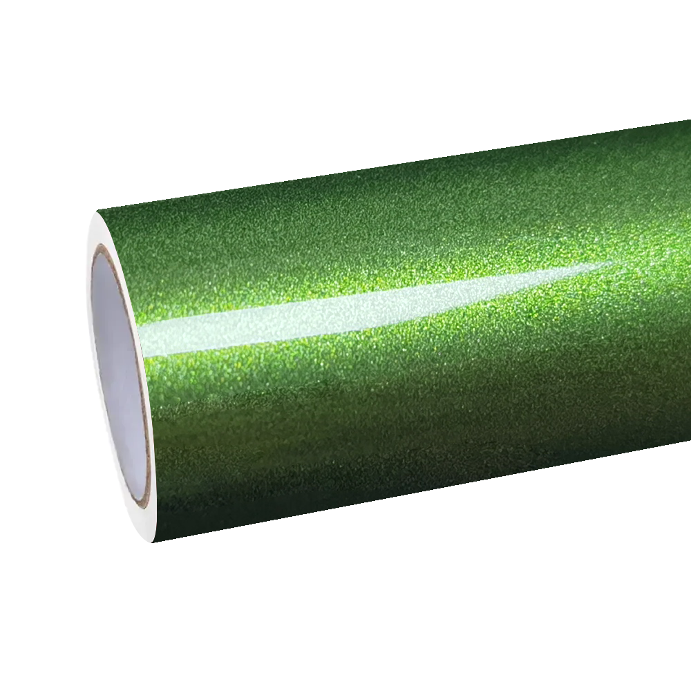 ALUKOCARWRAP Gloss Metallic Mamba Green Car Vinyl Wrap PET with a vivid green metallic finish