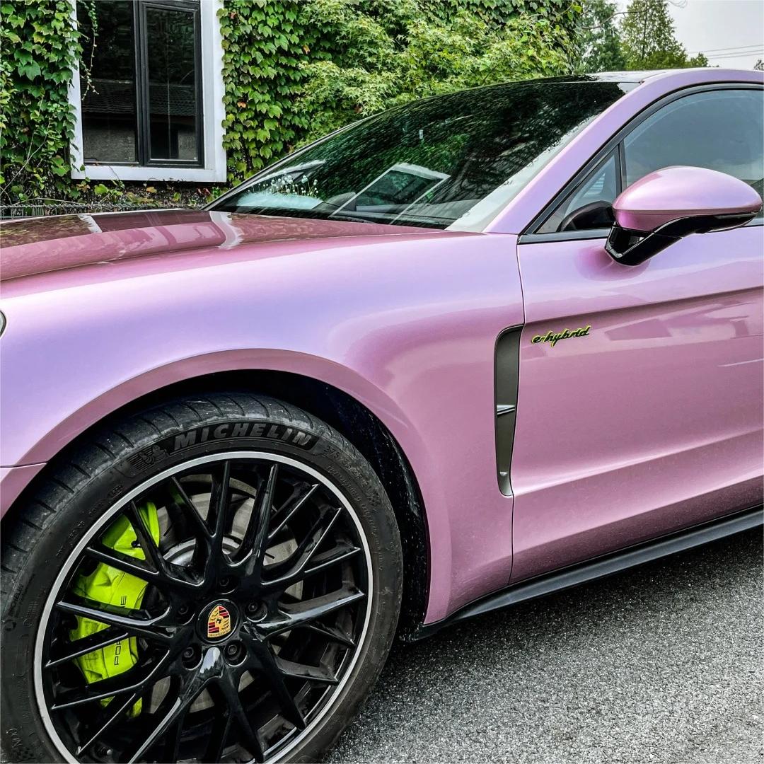 Gloss Metallic Passion Pink Car Vinyl Wrap PET