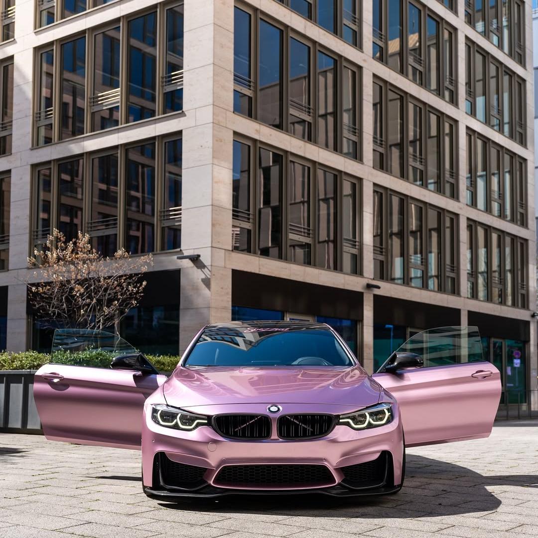 Gloss Metallic Passion Pink Car Vinyl Wrap PET