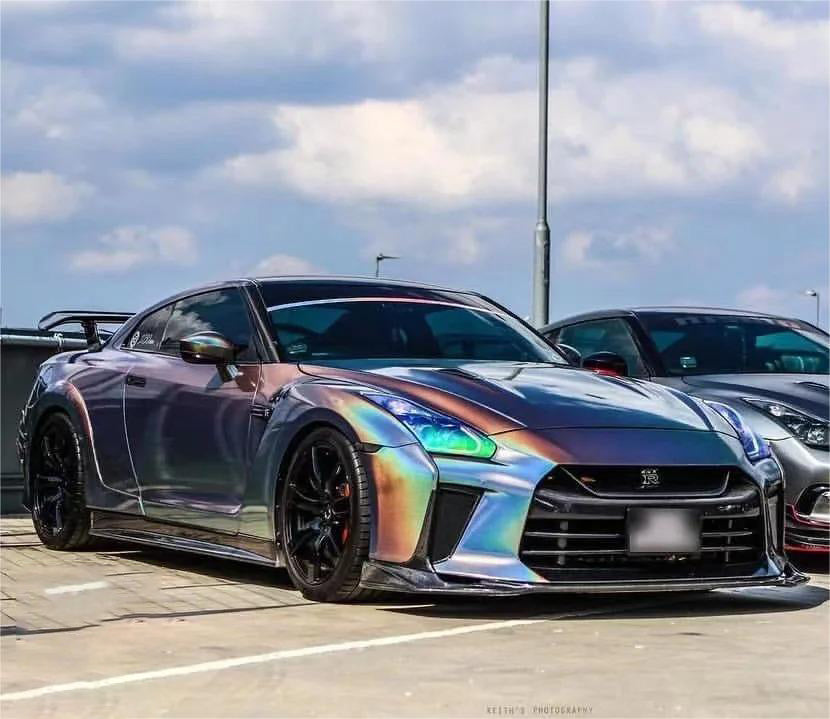 Gloss Metallic Rainbow Laser Flip Psychedelic Grey Car Vinyl Wrap