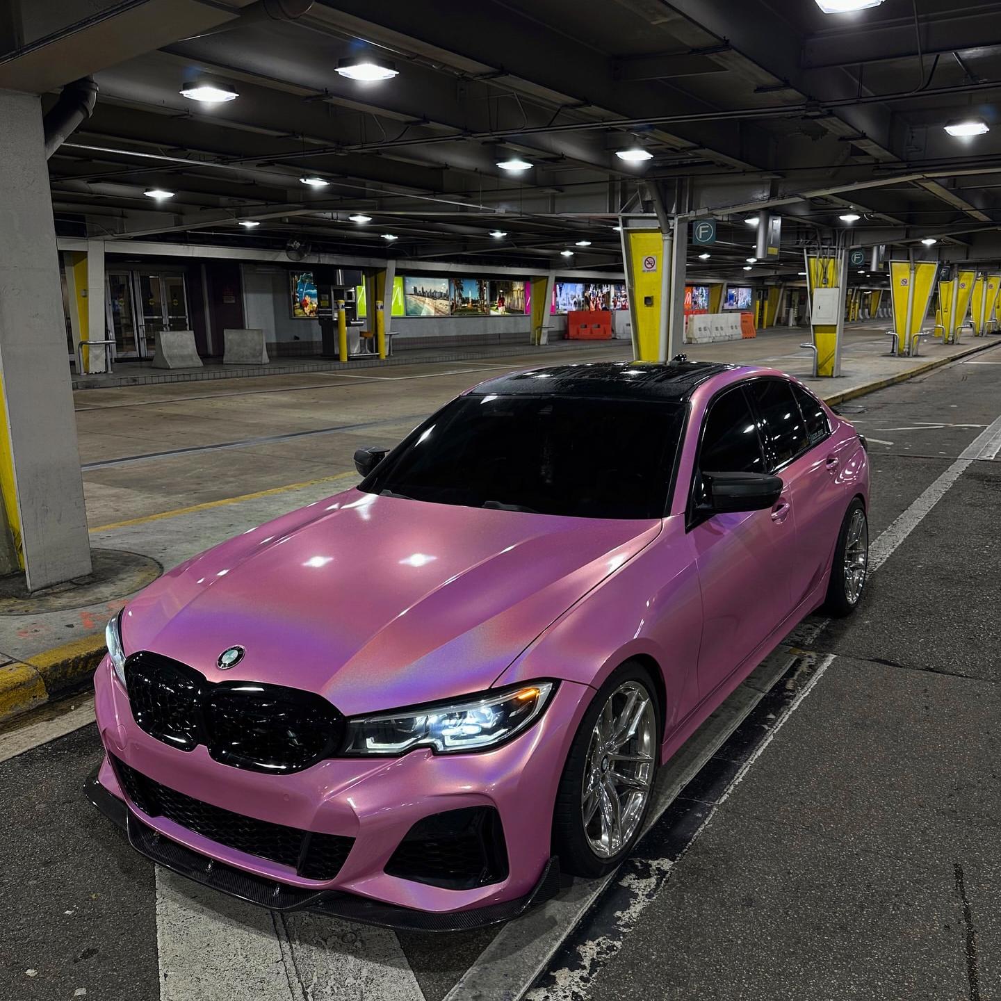 Gloss Metallic Rainbow Laser Pink Car Vinyl Wrap PET