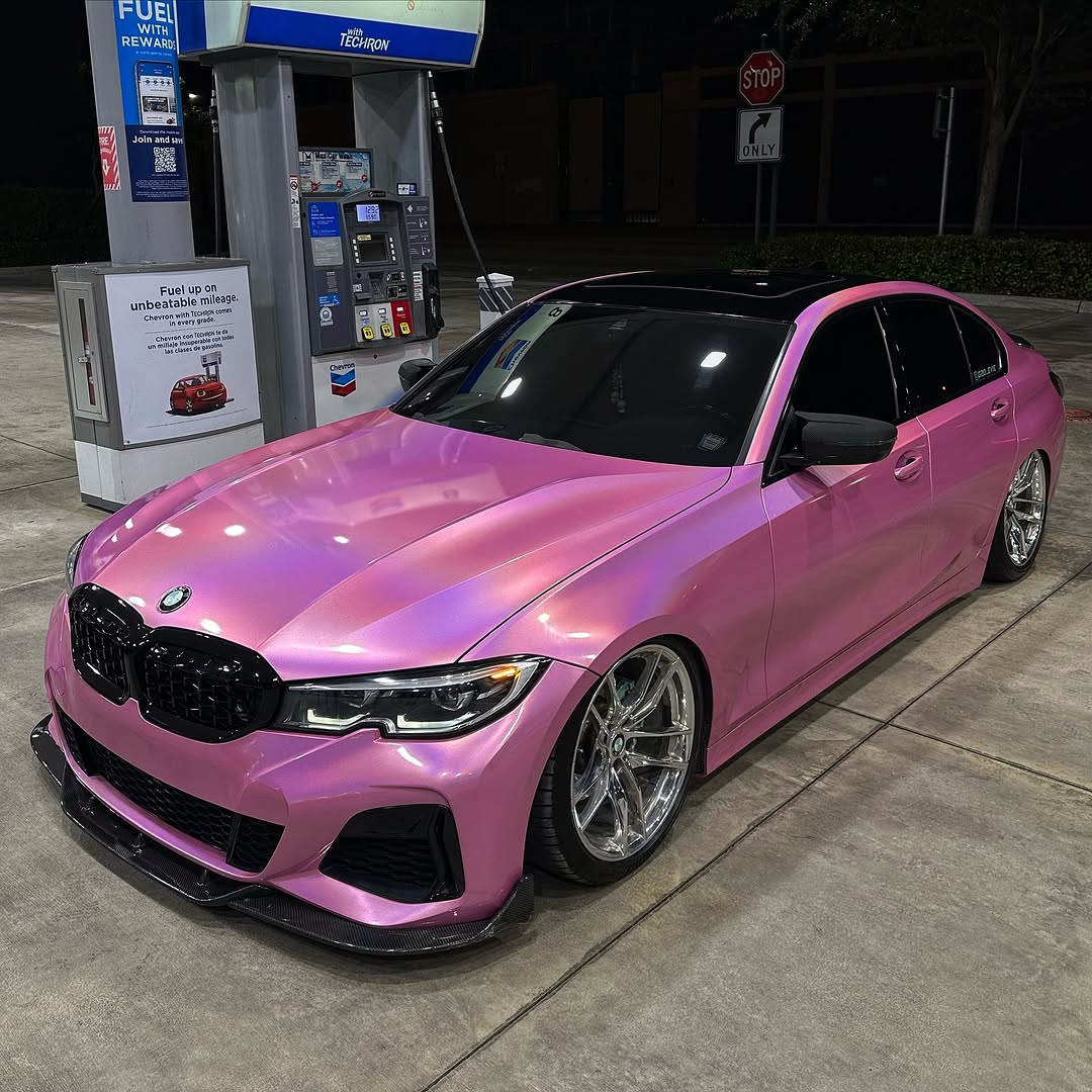 Gloss Metallic Rainbow Laser Pink Car Vinyl Wrap PET
