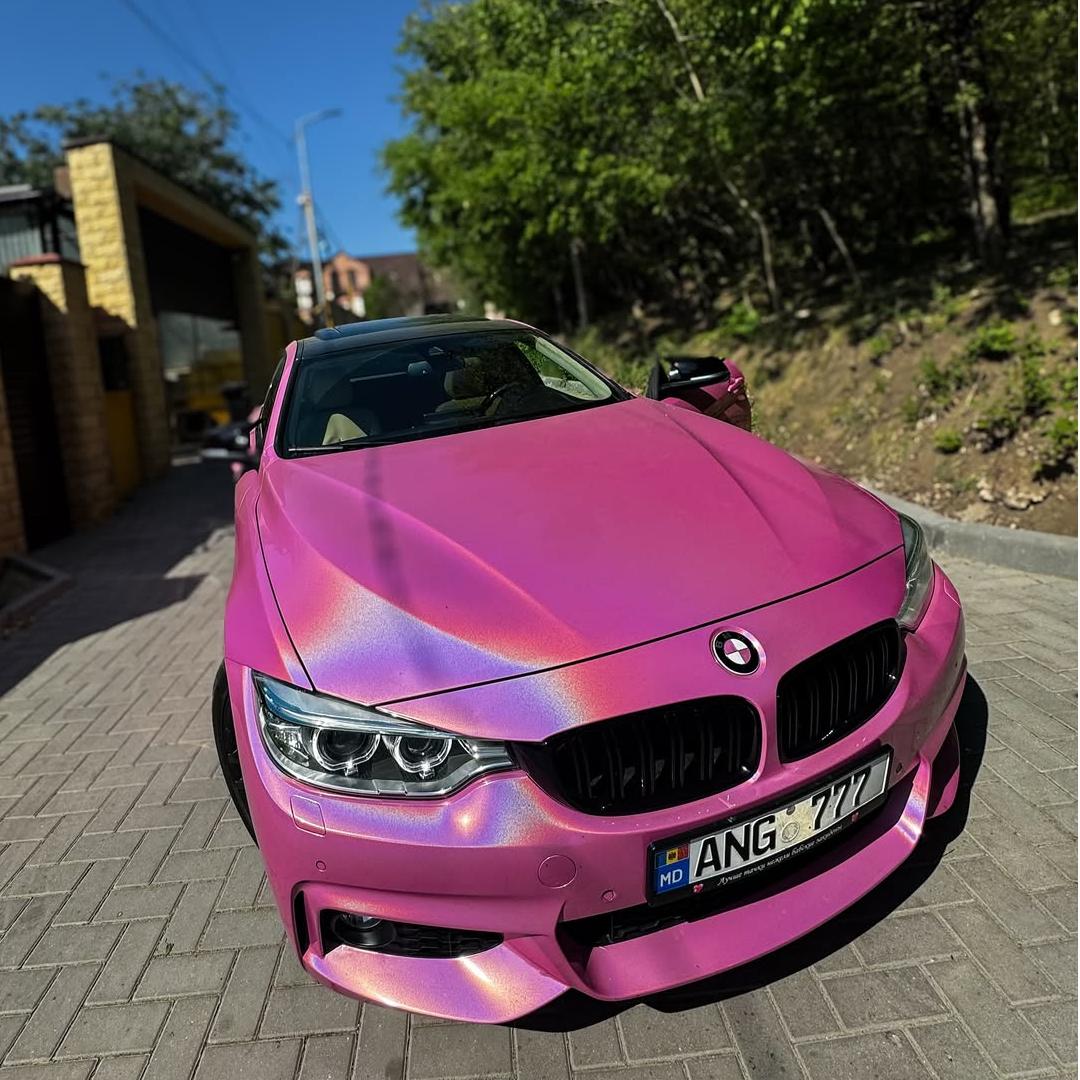 Gloss Metallic Rainbow Laser Pink Car Vinyl Wrap PET