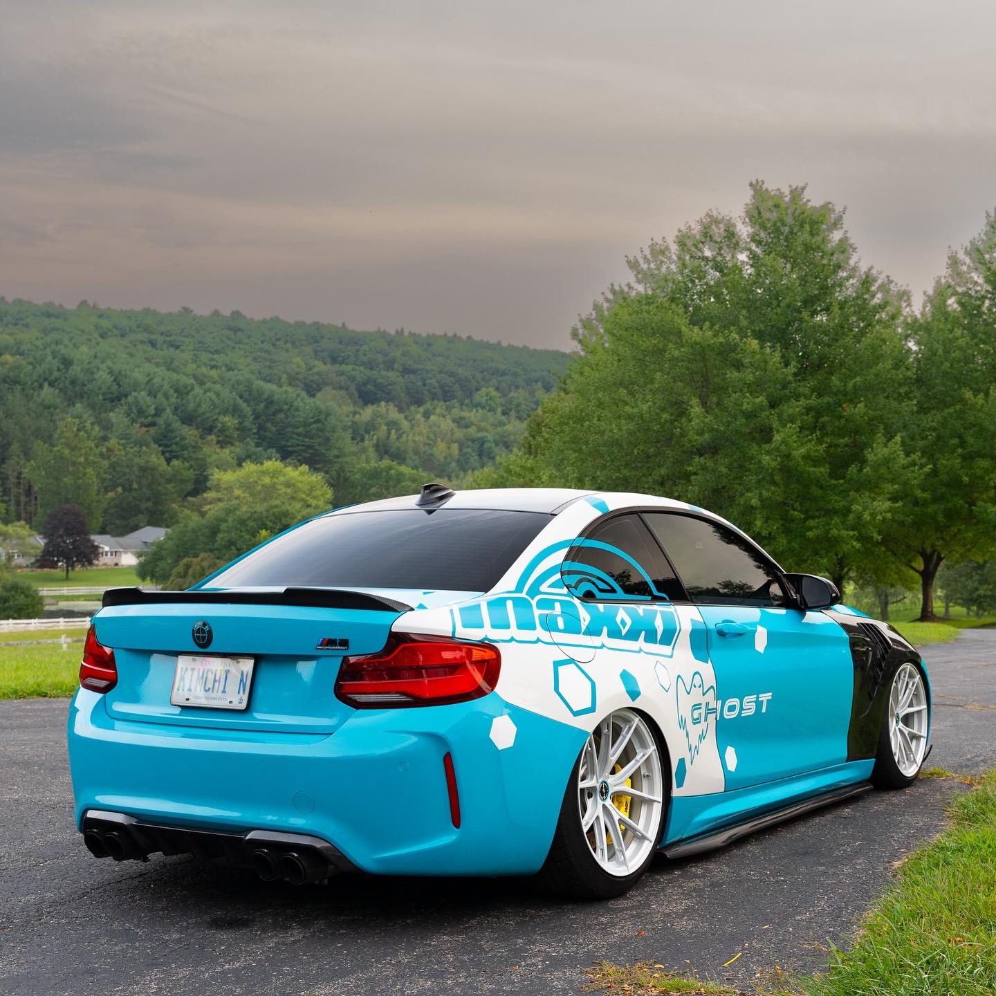 Gloss Miami Blue Car Vinyl Wrap Porsche PET