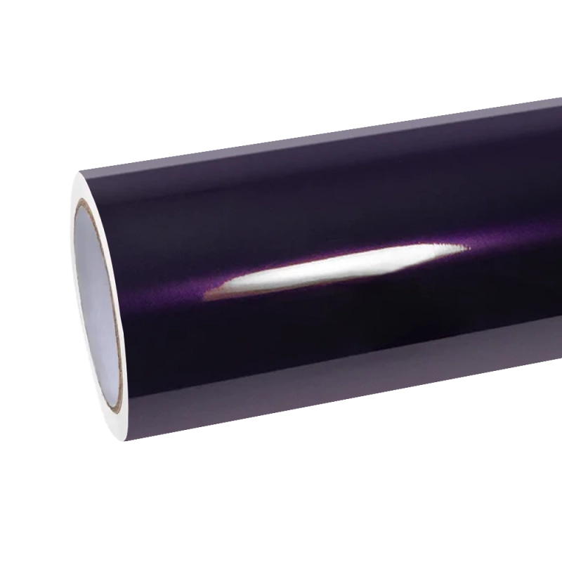 Aluko gloss Midnight Purple car vinyl wrap BMW PET roll, premium zero-orange-peel wrapping vinyl for luxury auto styling.