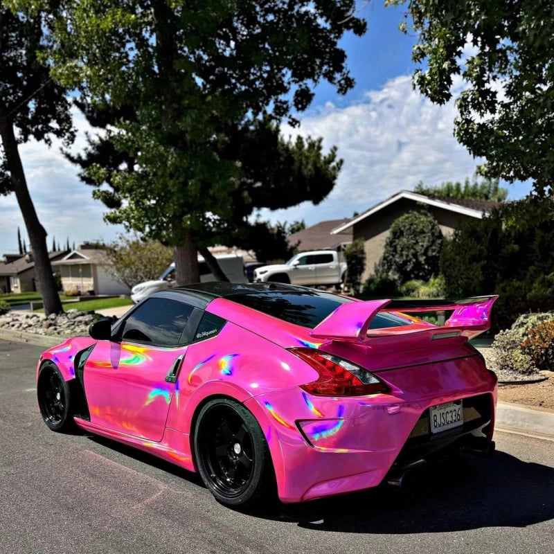 Gloss Pink Holographic Chrome Laser Car Vinyl Wrap Coupe BMW