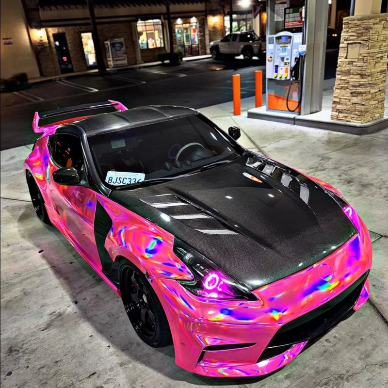Gloss Pink Holographic Chrome Laser Car Vinyl Wrap Coupe BMW