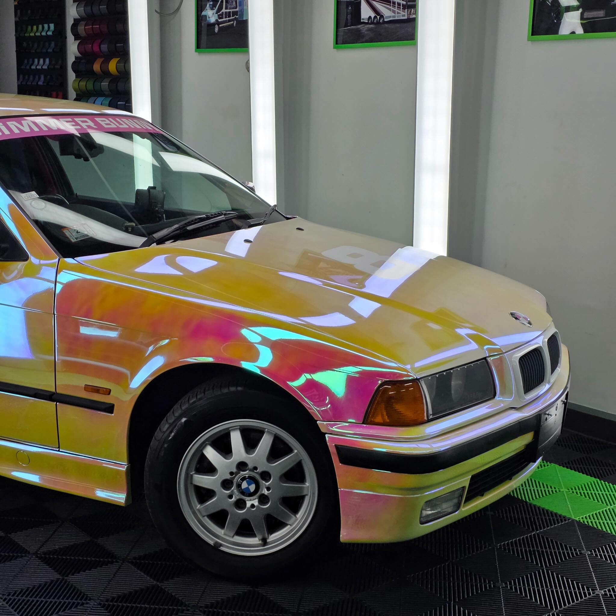 Gloss Rainbow Chrome Holographic Pink Car Vinyl Wrap