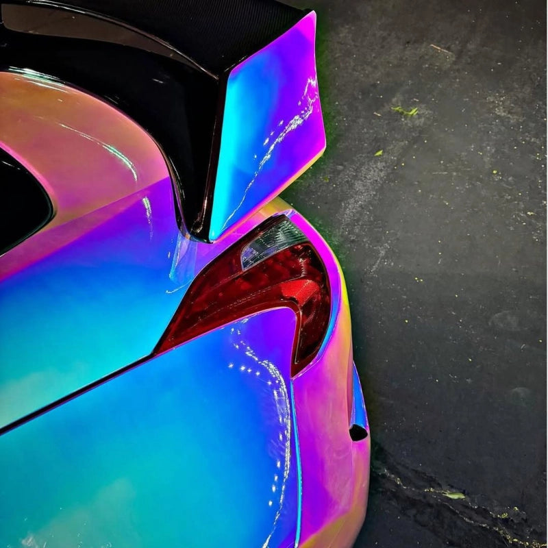 Gloss Rainbow Holographic Chrome White Car Vinyl Wrap PET