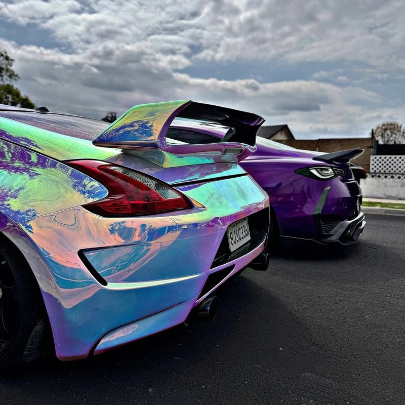 Gloss Rainbow Holographic Chrome White Car Vinyl Wrap PET