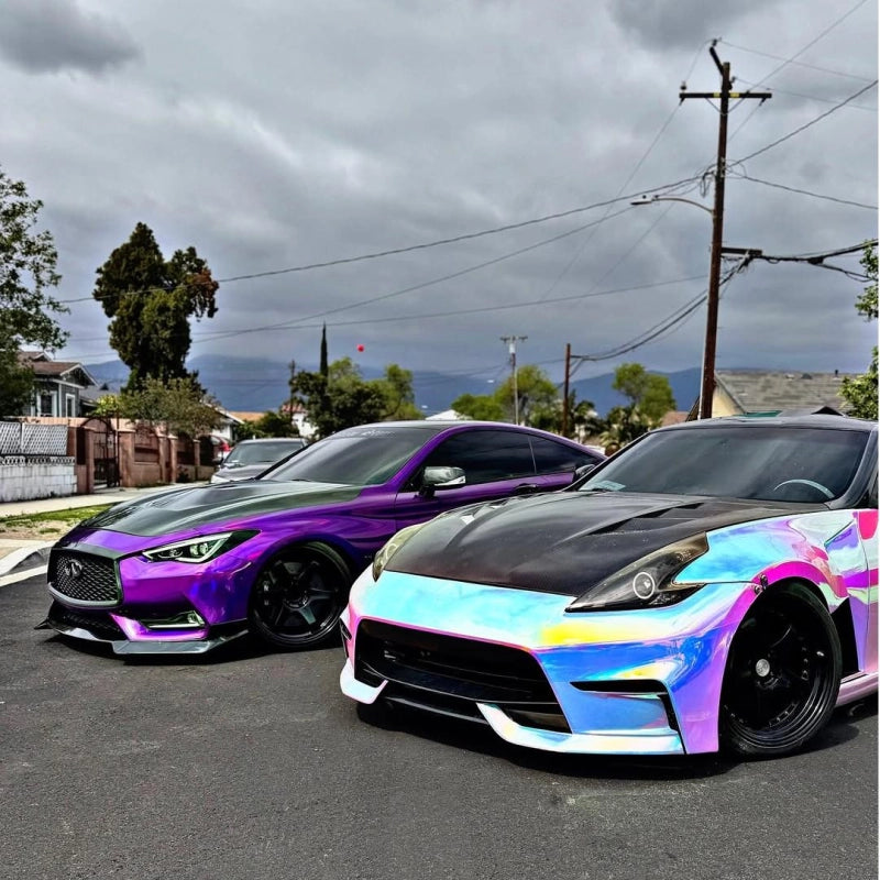 Gloss Rainbow Holographic Chrome White Car Vinyl Wrap PET